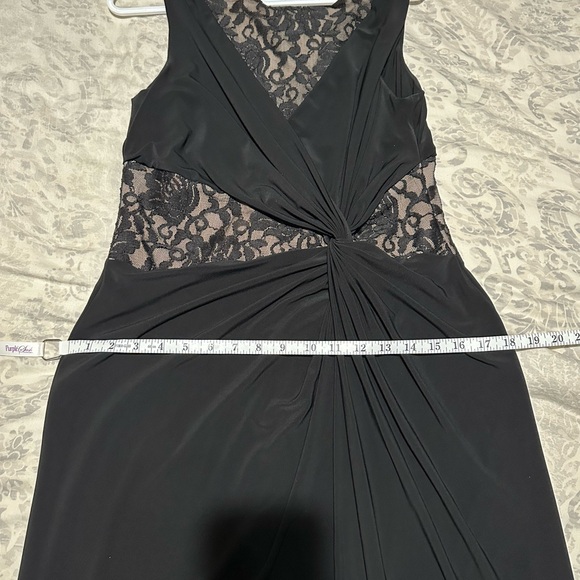 LAUREN RALPH LAUREN ~Black Full Length Gown ~Twist Detail & Peek-a-Boo Lace ~ 10 - Picture 15 of 16